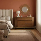 Modern 6-Drawer Dresser with Live Edge Design, Metal Base & Durable Mixed Wood Construction