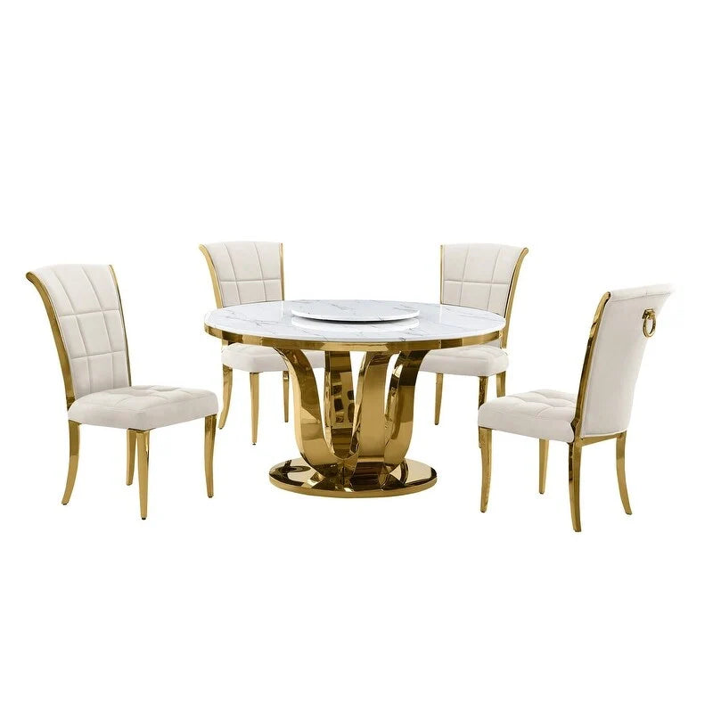 Best Quality Furniture D325-SC324-7 ronde eetkamerset met 5 delen