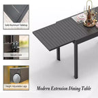 Okak Esstisch aus Aluminium, ausziehbarer Terrassentisch, Küchentisch für das Esszimmer