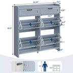 Meuble à chaussures avec 4 tiroirs basculants et 2 tiroirs supérieurs, meuble organiseur à chaussures en bois avec étagère réglable, meubles de rangement à chaussures autonomes