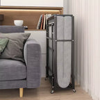 Folding Bed with Mattress, Portable Guest Beds with 4 Wheels, 4 Foam Mattress & Metal Frame, Space Saving Cot Size Rollaway Bed