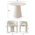Small Dining Table Set for 2, Beige Upholstered Chairs, Round Pedestal Dining Table, Compact Modern Kitchen Furniture-Panipeachy