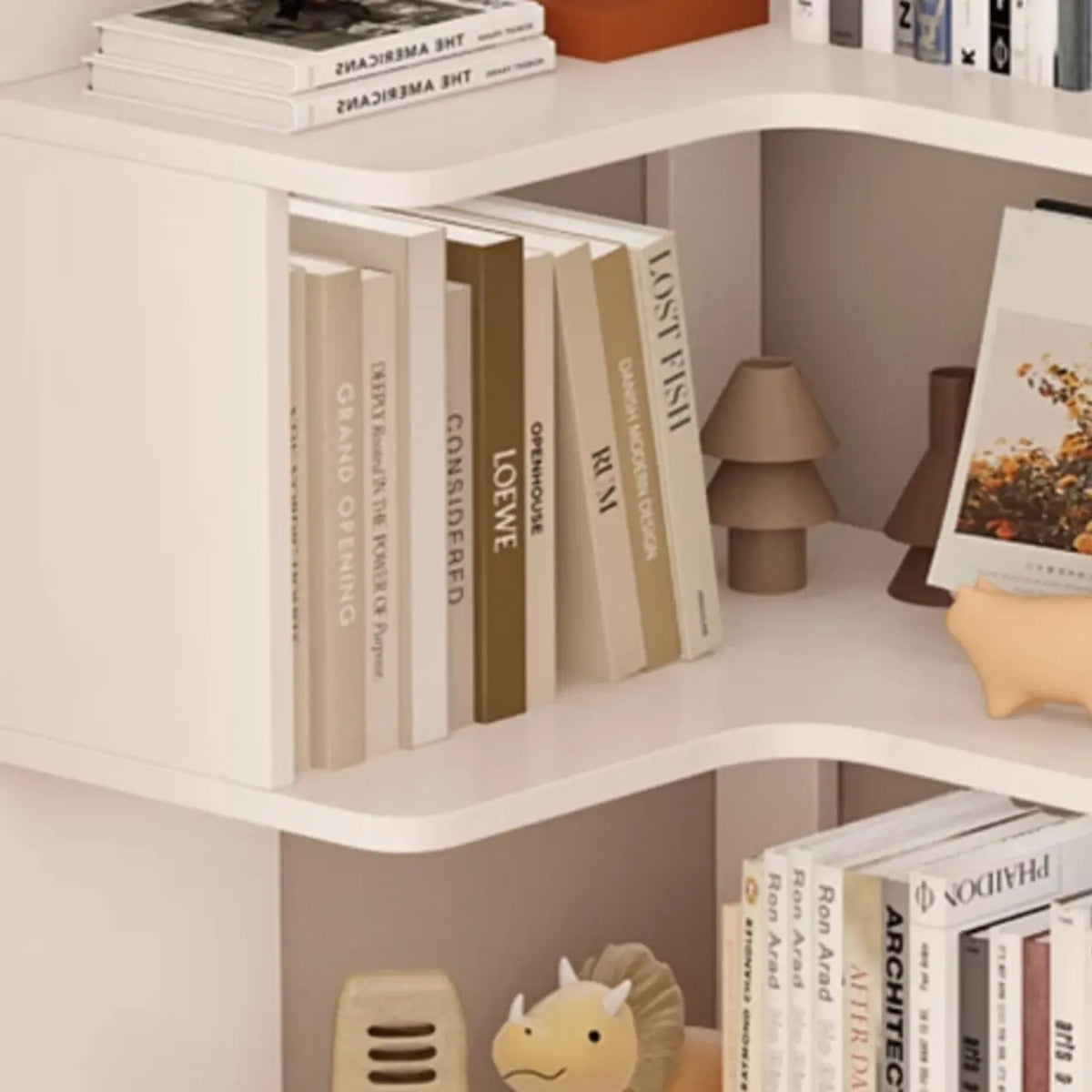 Eckbücherregal aus Holzwerkstoff mit 6 Ablagen
