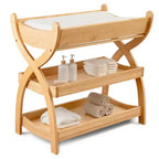 Table à langer Comfy Cubs pour bébé - construction robuste en bois, style intemporel avec deux étagères ouvertes pour les essentiels de bébé