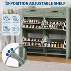 Meuble à chaussures avec 4 tiroirs basculants et 2 tiroirs supérieurs, meuble organiseur à chaussures en bois avec étagère réglable, meubles de rangement à chaussures autonomes