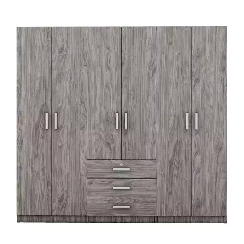 Houten kledingkast met 6 deuren en laden voor de slaapkamer