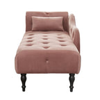 Chaise longue moderne de 60,6 po, capitonnée en velours avec boutons, pieds en bois massif et clous décoratifs