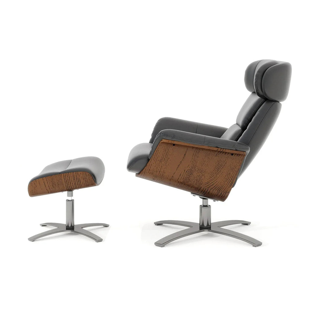 Jovan 31,5 Zoll Relaxsessel aus echtem Leder mit Hocker