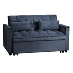 Modernes ausziehbares Schlafsofa, 3-in-1-Schlafsofa mit verstellbarer Rückenlehne, Samt-Loveseat, Kissen und Seitentaschen