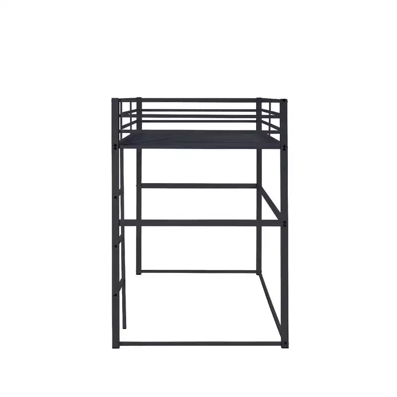 Twin Metal Loft Bed  Guard Rails & Flat Ladder