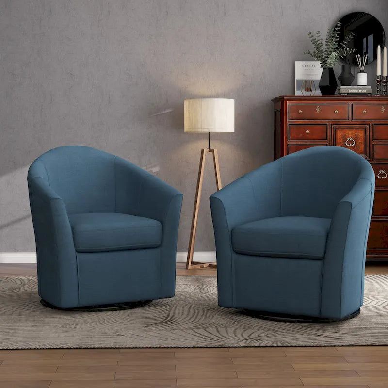 Ensemble de 2 fauteuils tonneau pivotants modernes rembourrés, fauteuils d’appoint pour salon