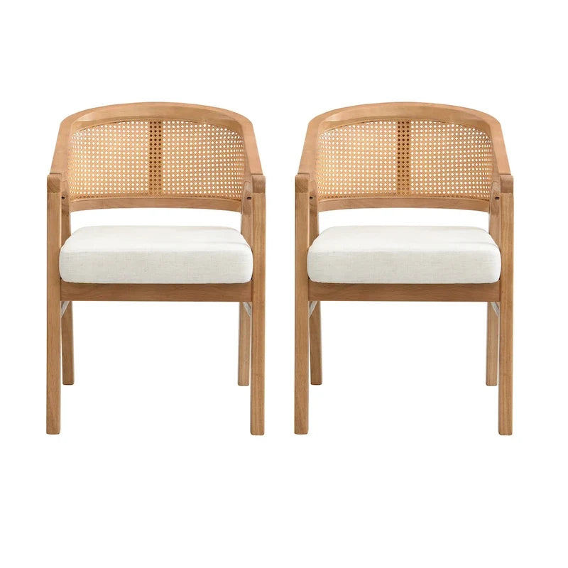 Christopher Knight Home – Chaise de salle à manger rembourrée en cannage (lot de 2)
