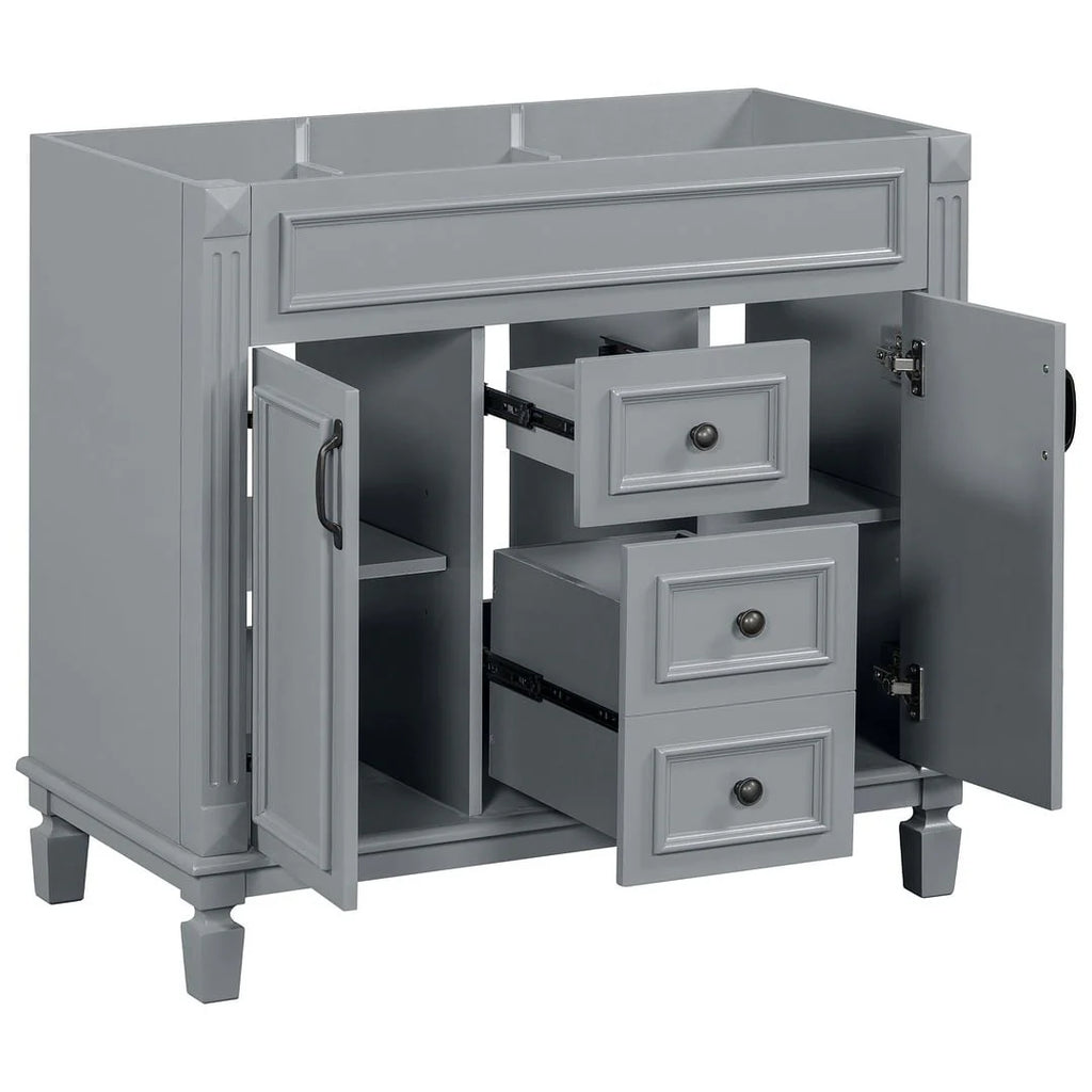 Meuble-lavabo moderne de salle de bains de 36 po avec vasque sur plan, armoire à miroir, 2 portes et 2 tiroirs
