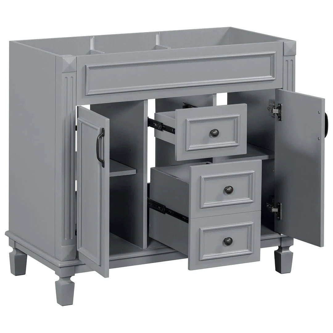 Meuble-lavabo moderne de salle de bains de 36 po avec vasque sur plan, armoire à miroir, 2 portes et 2 tiroirs