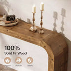 Console de table Lantine de 70,87 pouces en bois massif, table de canapé de style champêtre avec angles en cascade pour couloir, salon ou derrière le canapé, bois naturel