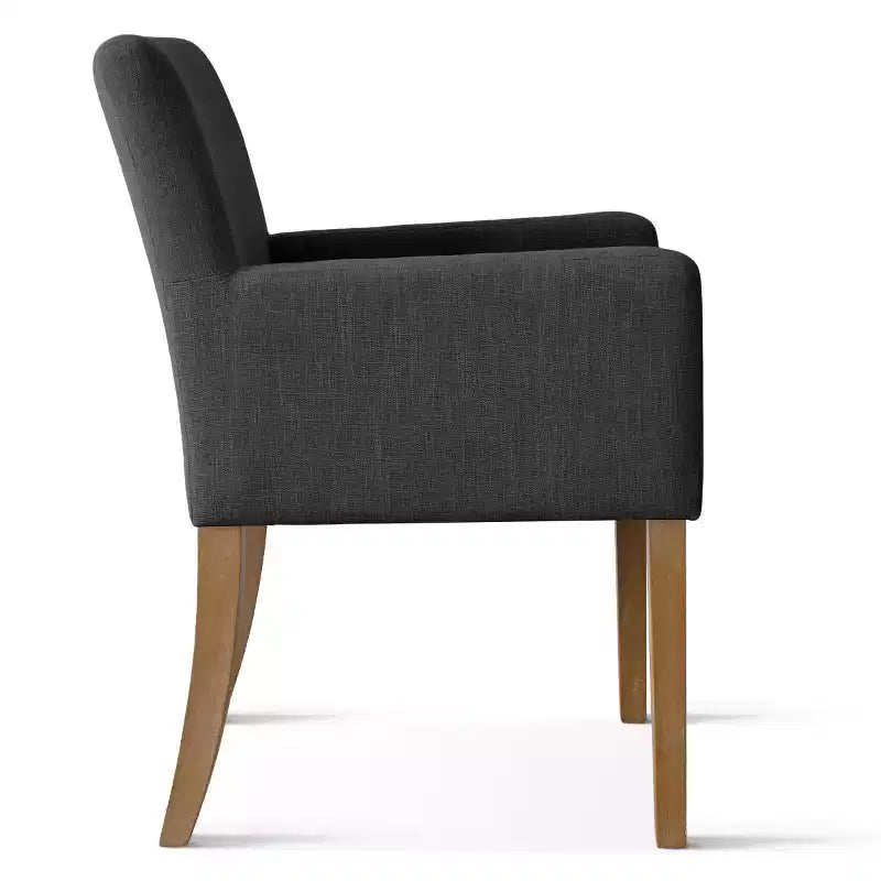 Set van 6 gestoffeerde eetkamerstoelen met armleuningen, moderne linnen fauteuils met houten poten, accentstoelen voor eetkamer en woonkamer - Panipeachy