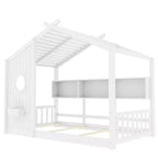 Twin/Full Size House Platform Bed Frame Toddler Floor Bed Kids Montessori Bed Playhouse Bed with Storage Shelf - ModernLuxe