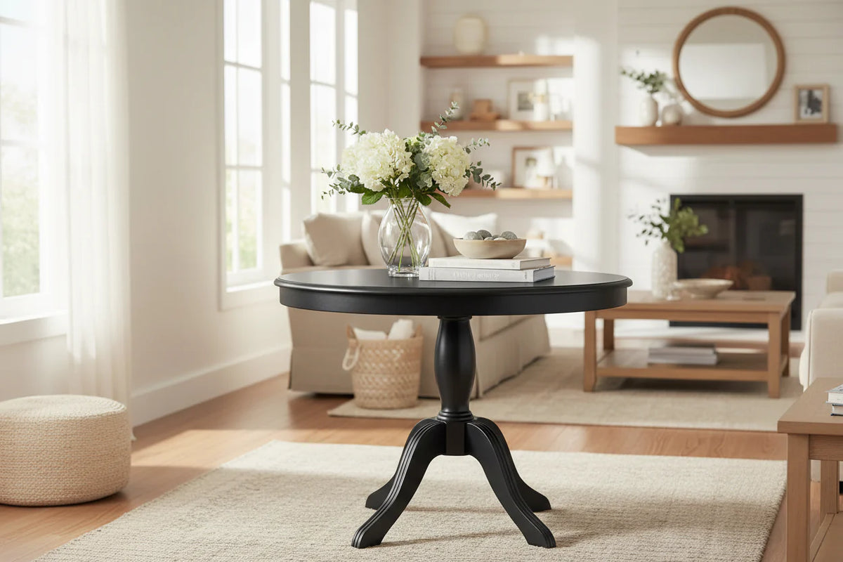 Round Solid Wood Pedestal Table