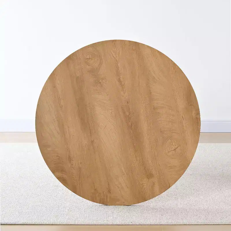Table à manger ronde moderne sur piédestal avec finition effet grain de bois, petite table de cuisine et table basse pour appartement, salle à manger et espace de vie – Panipeachy