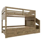 Cadre de lit superposé Whisen Twin XL avec lit gigogne, rangement, escalier de rangement en bois massif, armoire et 3 tiroirs, pour enfants