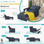 AECOJOY 3-in-1-Schlafsofa-Sessel mit Kissen und verstellbarer Rückenlehne