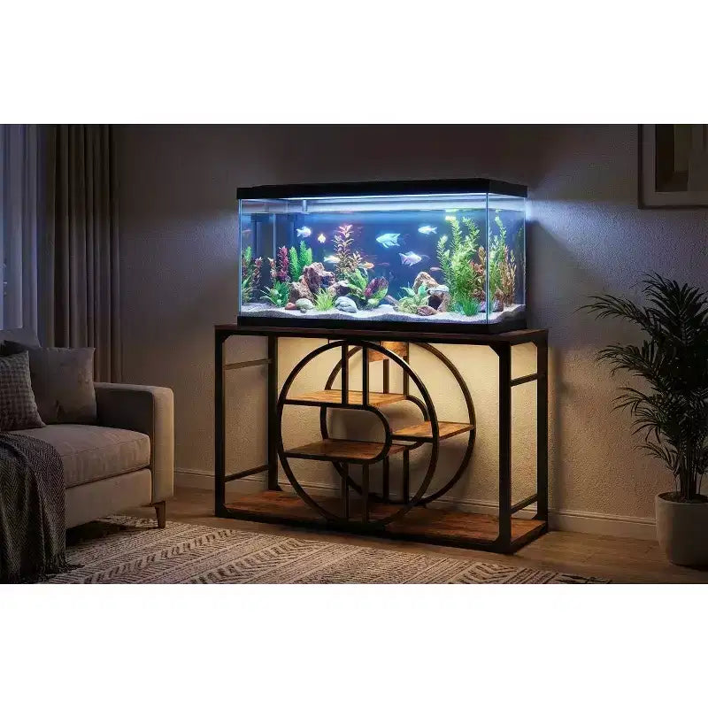 Metall-Aquarienständer für 55–75 Gallonen, belastbarer Fischbeckenständer mit Aufbewahrungsschrank, mehrstufiger Fischbeckenständer mit verstärkten Beinen, geeignet