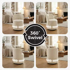 Chaise de coiffeuse pivotante avec rangement, tabouret rond rembourré avec dossier, fauteuil tonneau d’appoint doux et rembourré pour chambre et salon