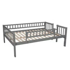 Dreistöckiges Etagenbett Full über Full mit umbaubarer Leiter und Rutsche, dreistöckiges Bett mit Sicherheitsgittern, Weiß/Grau/Espresso – ModernLuxe