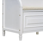 Rustic Solid Wood Entryway Storage Bench with Safety Hinge