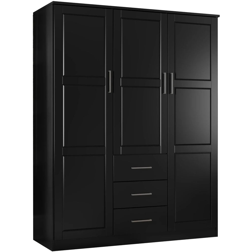 Palace Imports Cosmo kledingkast met 3 deuren, 100% massief hout, met deuren van massief hout of spiegelglas