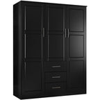 Palace Imports Cosmo kledingkast met 3 deuren, 100% massief hout, met deuren van massief hout of spiegelglas