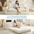 Mjkone 71' 2-in-1 slaapbank, opvouwbare loveseat met geribde stof en knopen, ruimtebesparend