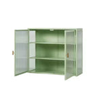 Moderner 2-türiger Wandschrank von Okak mit 3-stufigem Stauraum und Glastüren für Eingangsbereich, Esszimmer, Wohnzimmer oder Küche