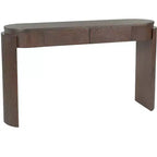 Merax Modern Oval-Top Console Table with Fluted Curved Legs & Dual Hidden Drawers