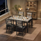 Ensemble de table à manger pour 4 personnes avec 4 chaises rembourrées, ensemble de table de cuisine en bois de 5 pièces avec protection d’angle pour cuisine, appartement ou petit espace