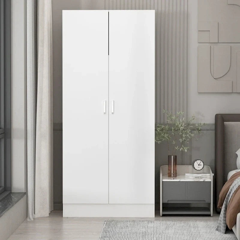 Freistehender Schlafzimmerschrank mit 2 Türen und Kleiderstange