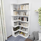 Eckbücherregal aus Holzwerkstoff mit 6 Ablagen