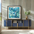 Modern Luxury TV Stand, Entertainment Cente, with Faux Marble Top