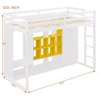 Kinder-Hochbett mit Kleiderschrank und Regalen, Hochbettgestell aus Holz mit Stauraumschrank für Kinder und Jugendliche