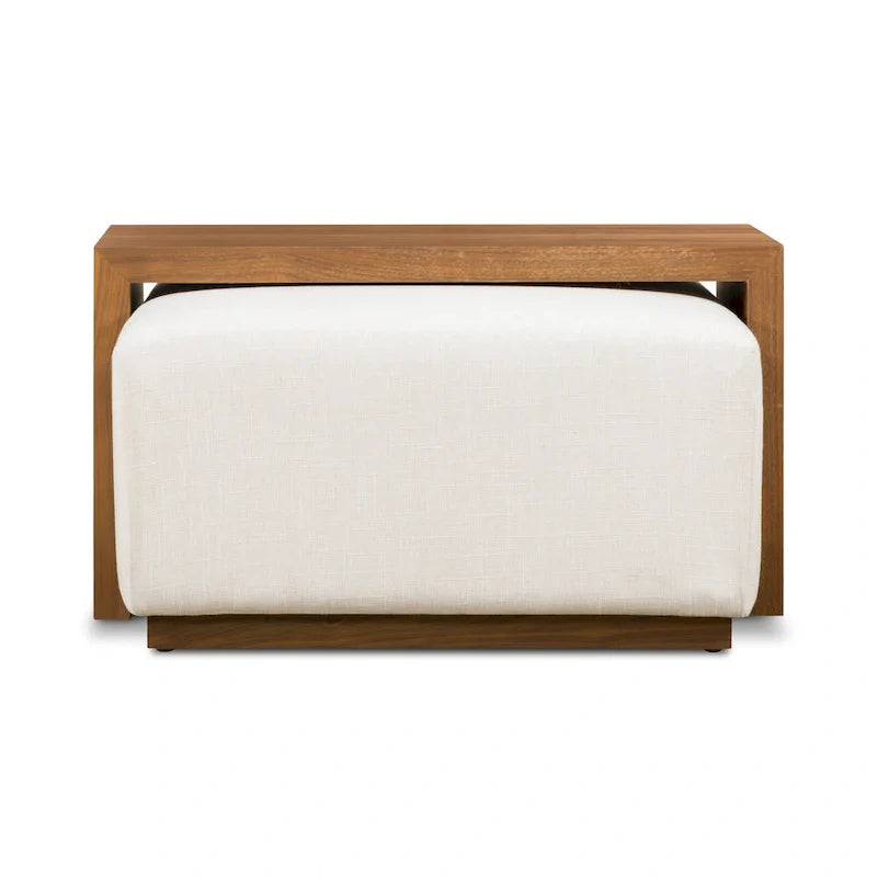 Pouf Poly & Bark Jarmo avec table en noyer réglable – véritable cuir italien pleine fleur