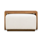 Pouf Poly & Bark Jarmo avec table en noyer réglable – véritable cuir italien pleine fleur