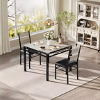 Ensemble de table à manger pour 4 personnes avec 4 chaises rembourrées, ensemble de table de cuisine en bois de 5 pièces avec protection d’angle pour cuisine, appartement ou petit espace