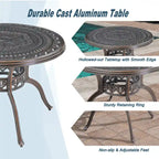 Ensemble de salle à manger de patio en aluminium moulé en 5 pièces avec 4 chaises pivotantes
