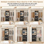 Besiost Holz-Kleiderschrank-Organizersystem für 1,2–2,7 m mit 4 Schubladen, 4 Kleiderstangen und Regaltürmen