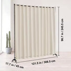 VEVOR Room Divider, Portable Panel Room Divider with Wheels Curtain Divider Stand, Freestanding Room Divider Privacy Screen for Office, Beige