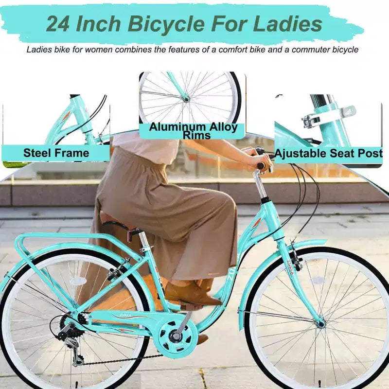 Zeus & Ruta damesfiets van 24 inch met 7 versnellingen en stalen frame