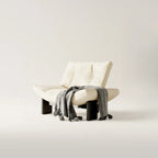 Contemporary Black Tufted Armless Chenille Accent Chair