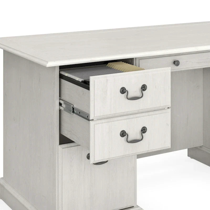 Bush Furniture Saratoga Schreibtisch für Führungskräfte mit Schubladen und Stauraum