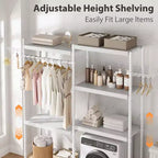 Over-the-Washer Shelf, 5-Tier Dryer Storage Shelf with Adjustable Height, Bathroom Shelf, Space-Saving Storage for Bathroom, Laundry Room