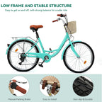 Moasis24/ 26-Zoll-Cruiser-Fahrrad mit 7 Gängen, verstellbarem Durchstieg, Pendlerfahrrad